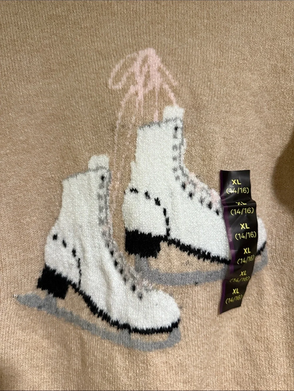 Beige Ice Skate Knit Sweater